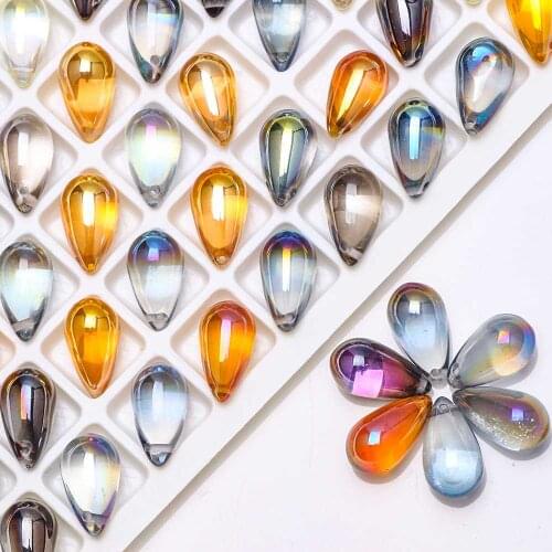 5 Piece Waterdrop Glass Loose Spacer Beads Handmade Jewelry Making DIY Bracelet Necklace Decor Wholesale 15x8.5mm