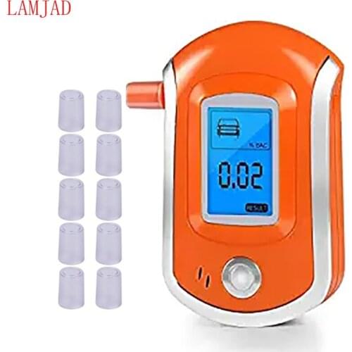 LAMJAD new Digital Breath Alcohol Tester Breathalyzer with LCD Dispaly with 11Mouthpieces AT6000 Hot Selling FREE Shipping