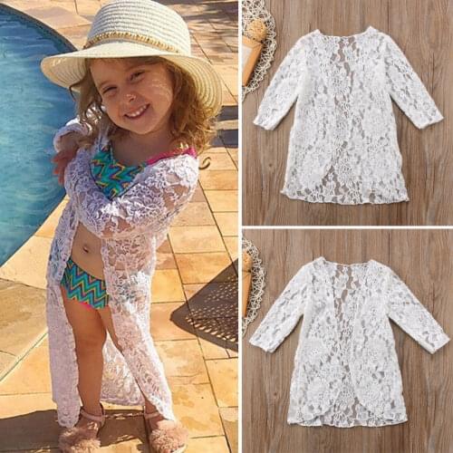 Kids Baby Girls Blouses Lace Floral Sunscreen Beach Clothes Outerwear Outfits Summer Beachwear Girl Clothes Blouses