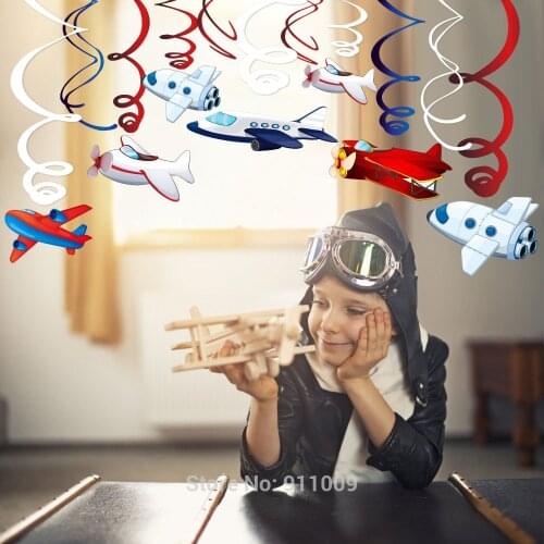 DIY Aircraft Hanging Swirls Baby Shower Pilot Aviator Theme Party Decorations Helicopter Kids Happy Birthday Party Favors