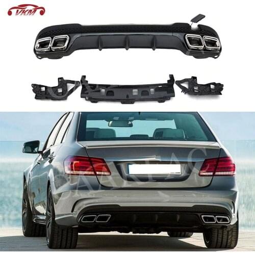 For E Class W212 PP Rear Bumper Lip Diffuser with Exhaust Tips for Mercedes Benz E350 E400 E63 AMG Sport 2013-2016 Non standard