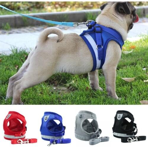 Breathable Mesh Small Dog Pet Harness and Leash Set Puppy Cat Vest Harness Collar for Chihuahua Pug Bulldog Cat Arnes Perro