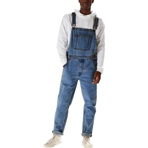 2021 Fashion Mens Denim Bib Pants Full Length Jeans Jumpsuits Hip Hop Straight Jeans Overalls For Men Streetwear Hip Hop