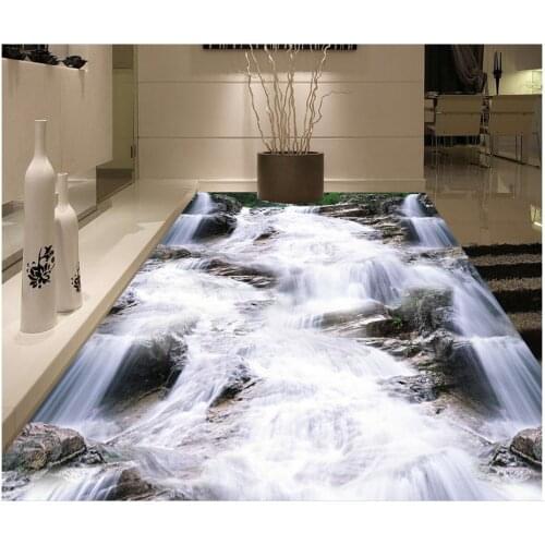 Mural-3d PVC Wallpaper Self-adhesive Floor Wallpaper-3d Scenic waterfall Modern Floor painting