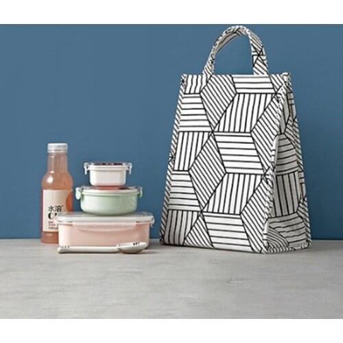 2021 Hot Functional Pattern Cooler Lunch Box Portable Insulated Canvas Lunch Bag Thermal Food Picnic Lunch Bags For Women Kids