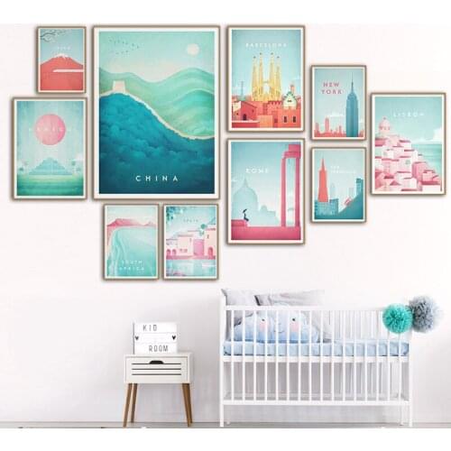 Spain Rome Attractions Canvas Painting Murals Prints Living Room Pictures Home Decoration World Famous Travel Village City Poste