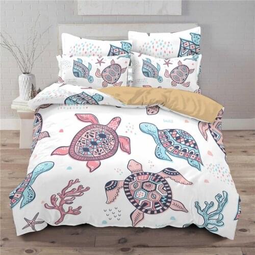 Sea Turtle Duvet Cover Twin Size Ocean Animals Bedding Set Tortoise Printed Home Textiles Comforter Cover For Teens Boys Girls
