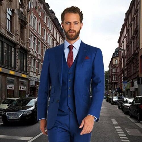 Classic Design Men Suit Set Slim Fit Man Suit Tuxedos (Jacket+Pants+Vest) Men Suits For Wedding Prom Dinner Casual Costume Homme