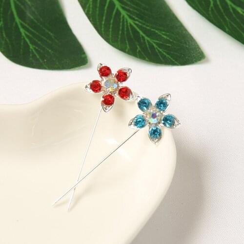 Fashion Flower Chain Hijab Scarf Pins Crystal Rhinestone Brooches Muslim Women Accessories Wholesale 12 Pcs/lot