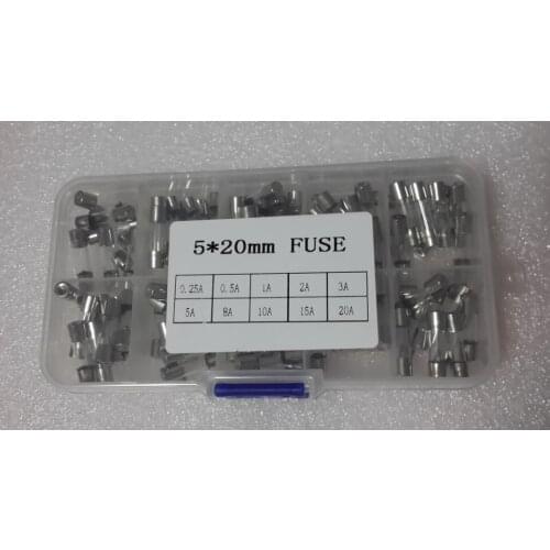 5*20 Fast Quick Blow Glass Tube Assortment Kit, 5x20MM, 0.25A,0.5A 1A 2A 3A 5A 8A 10A 15A 20A/250V+ Box Free Shipping
