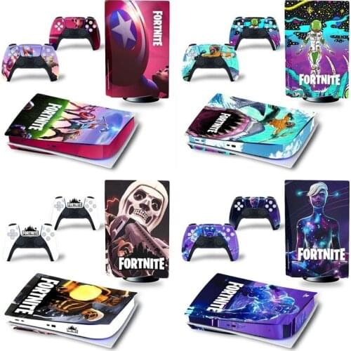 Fortnite for PS5 Sticker Disk Optical Drive Version Game Console Body Sticker + 2 Controller Skin Sticker for Playstation 5 Game