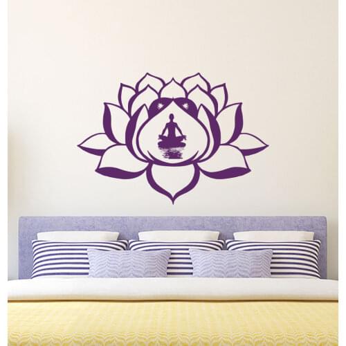 Lotus Flower Wall Decal Removable Sticky Vinyl Stickers Bedroom Living Room Home Decor Yoga Studio Art Decoration Poster LA083