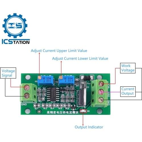 DC 0-3.3V to 4-20mA Non-Isolated Voltage to Current Transmitter Voltage Signal Converter Transformer Module Linear Output