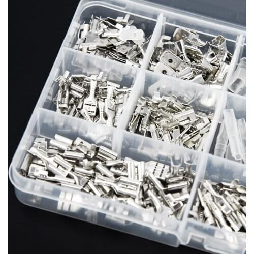 270pcs Female & Male Spade Crimp Terminal Connectors Set 2.8/4.8/6.3mm Tinned Brass 2.8mm Female Spade Crimp Terminal Connectors