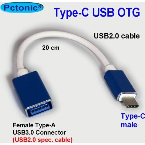 PCTONIC short Type-C USB OTG adapter to type-A USB male to USB-C male mobile phone USB cable metal for flash Drive disk mouse