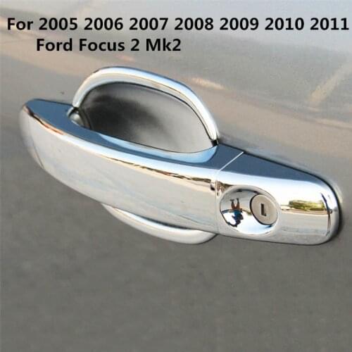 Fit For 2005 2006 2007 2008 2009 2010 2011 Ford Focus 2 Mk2 Chrome Door Handle Cover + Bowl Cup Cap Trim Garnish Molding 2in1