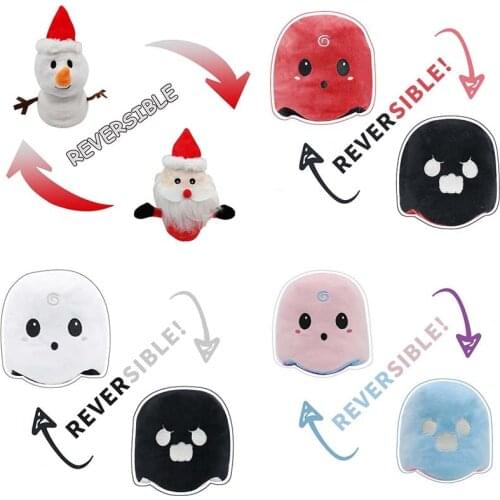 Reversible Flip Ghost Snowman Santa Doll Soft Reversible Plush Toy luminous Solar ghost doll Child Toy Halloween pumpkin plush