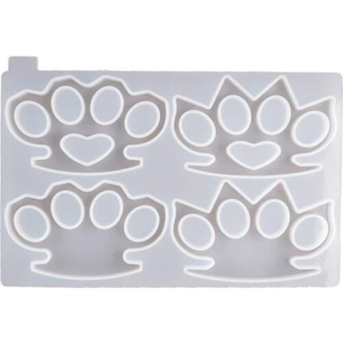 Self Defense Keychain Tools Resin Mold Tiger Paw Five Finger Knuckles Pendant Keyring Resin Casting Mold Jewelry Tools