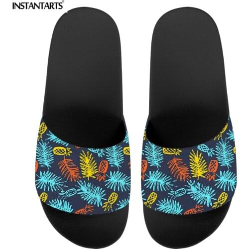 INSTANTARTS Summer Soft Slide Sandals for Women Rainforest Printing Lady Slippers Home Outdoor Beach Flat Shoe Slip on Flip Flop
