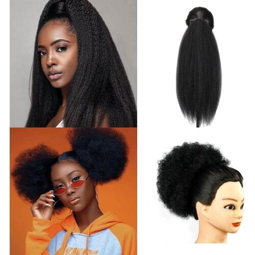 Synthetic Drawstring Ponytail Extensions ForWomen Wig High Quality Kinky Straight Ponytail Afro Hair 24Inches Long Hair Ponytail