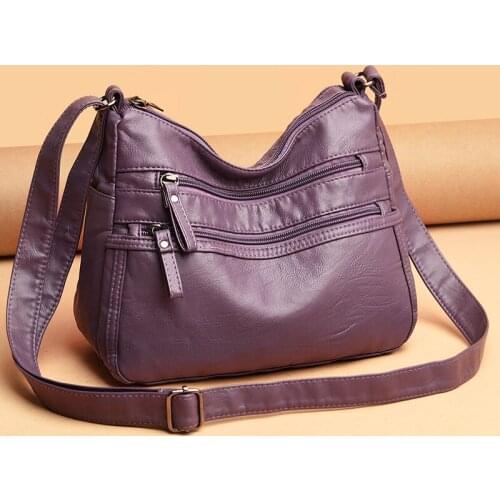 Soft leather multi-layer messenger bag womens fashion all-match shoulder bag