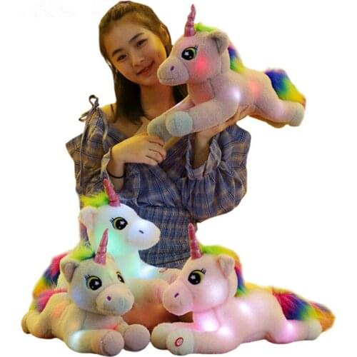 45cm Creative Luminous Unicorn Stuffed Dolls Kawaii Soft Animal Led Light Unicorn Plush Toy for Children Kids Christmas Gift