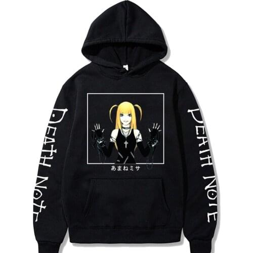 Anime Death Note Kawaii Smiling Misa Amane Cartoon Women Hoodies Manga Harajuku Streetwear Casual Long Sleeve Men Sweatshirts