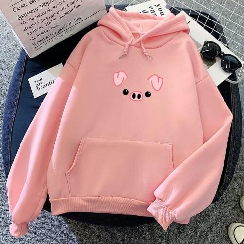Kawaii Pig Hoodie Aesthetic Harajuku Oversized Sweatshirt Hiphop Gothic Aesthetic Clothing Sweet Graphic Sweetshirt for Girls