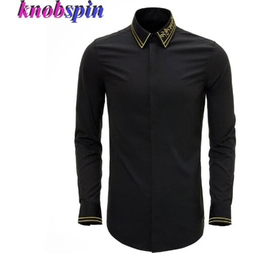 Top Brand Shirt men Elegant Embroidery Long sleeve Social men Shirts High quality Slim Chemise homme Plus size 3XL 4XL Camisas