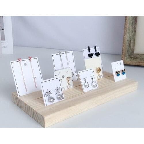 Solid Wood Earrings Jam Paper Jewelry Display Props Card 3 Slot Plate Jewelry Display Earrings Shelf Storage Jewelry Rack