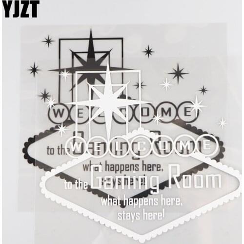 YJZT 20.5×18.4CM WELCOME To The Caming Room Vinyl Decal Word Decoration Car Sticker Black/Silver 4C-0524