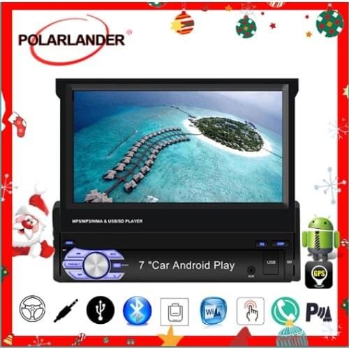 Retractable 1 din Car Radio For Android/IOS MP5 Player GPS Navigation 7'' Wifi Carplay MirrorLinkTelescopic Screen Bluetooth