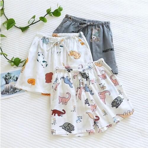 Women Shorts Cotton Yarn Pajama Pants Summer Casual Drawstring Breathable Loose Sleeping Pants For Girls Soft Cool Shorts M-XL