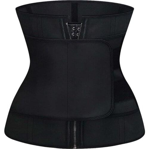 Womens Neoprene Sweat Waist Trainer Corset Trimmer Belt Waist Cincher Body Shaper Slimmer Hook and Zip up Latex Shaperwear