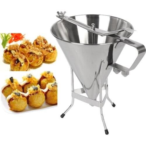 1.75L Big Stainless Steel Funnel Octopus Balls Tool With Rack Adjusting Output Size Baking Dispenser Cooking Kitchen Hopper Tool
