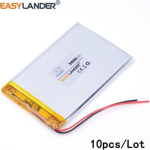 10pcs/Lot 3500mAH 656085 3.7v lithium Li ion polymer rechargeable battery for tablet pc MOBILE POWER BANK GPS cell phone speaker