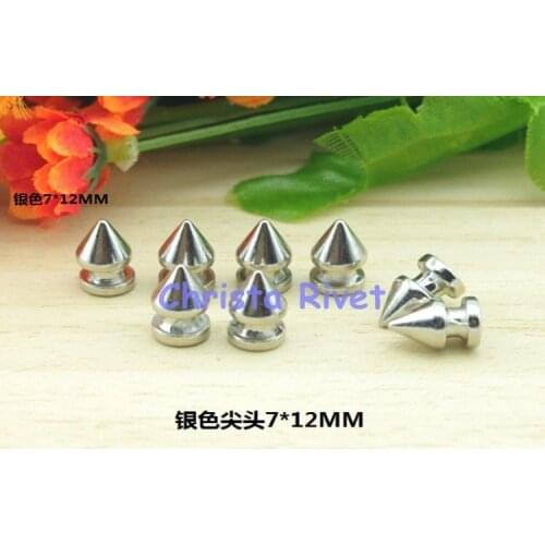 Hot Sale 100pcs 7*12mm Silver Punk Bullet Rivet Metal Spot Stud Screwback Rivet DIY Leathercrafts Accessory Free Shipping