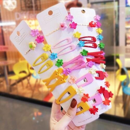 17PCS/Set Cute Girl Female Broken Hair Hair Clips Candy Color Flowers Children Duck Mouth Hairpin Headdress Princess HeadWear