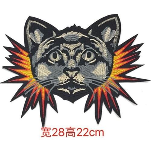 2pcs/set Clothing Accessory Fashion Flame Cat Embroidery Patch Cat Applique DIY Sewing Decorative Patches