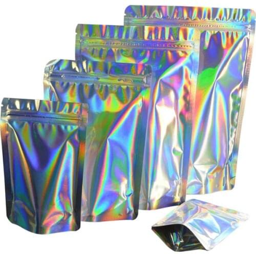 20 pcs Laser Aluminum Foil Resealable Value Pack Stand Up Zip Lock Bag hologram Self Seal Zipper Plastic Pouches Bag Free Ship
