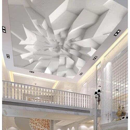 2018 3D 01 Fantastic Lighting New Fashion pvc ceiling film Abstract Cubic diamond marble ceiling film