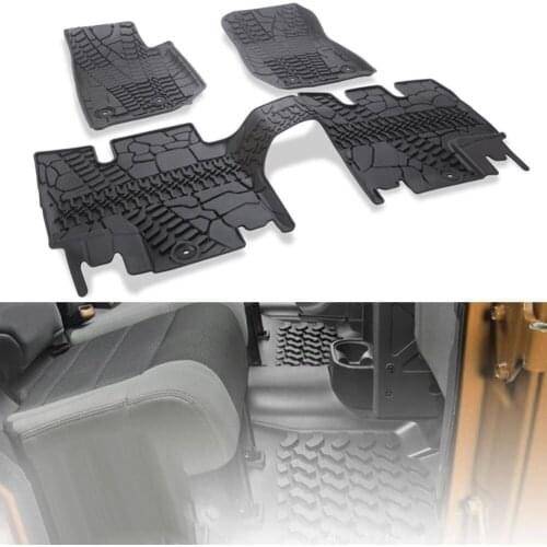 3-Piece Cargo Floor Liners Mats All Weather For Jeep Wrangler JK 2014 2015 2016 2017 2018 Black