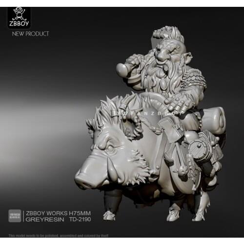 55mm Resin Figure Kits Dwarf general pig resin soldier self-assembled TD-2190