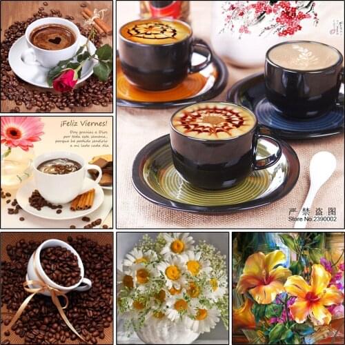 5D Coffee Cup Pattern Diamond Embroidery DIY Needlework Diamond Painting Cross Stitch Full Drill Rhinestone Painting Decor