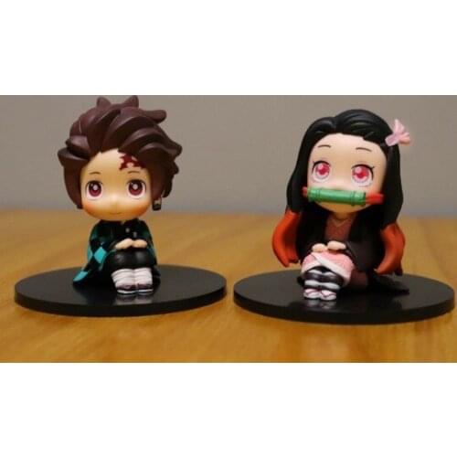Anime Demon Slayer: Kimetsu no Yaiba MH box egg Q version Nezuko Tanjiro Sitting Position Action Figure PVC Model Toy gift