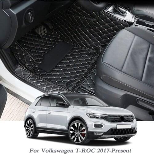 Car Styling PU Leather Floor Mat For Volkswagen T-ROC 2017-Present LHD Auto Foot Pad Automobile Carpet Cover Accessory