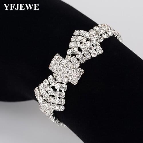 YFJEWE Crystal Bridal Bracelets For Women Rhinestone African Bridesmaid Pulseira Wedding Prom Jewelry Christmas Gift B176