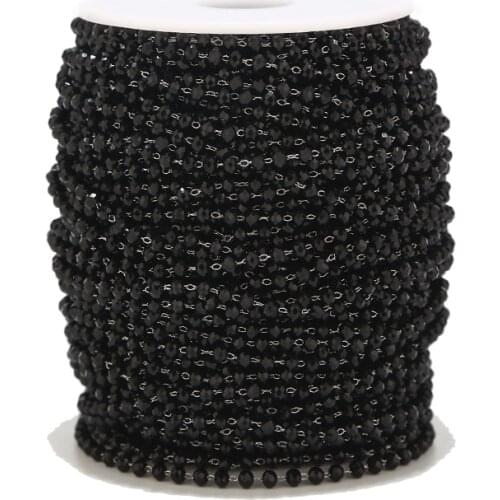1Meter Monochrome Black Beads Chains Stainless Steel 3mm Width Link Chain Jewelry DIY For Necklace Bracelet Ankle Making Finding
