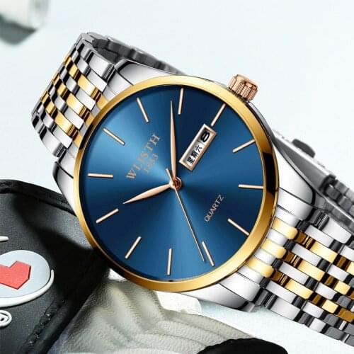 2020 Top Brand Relogio Masculino WLISTH Dual Calendar Watches Men Quartz Watches Mans Steel Watch Male Clock Blue Wristwaches