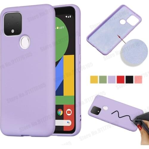 Liquid Silicone Phone Case For Google Pixel 5A 4A 5 4 3 5XL 4XL Candy Color Matte Protection Cloth Lining Shockproof Back Cover